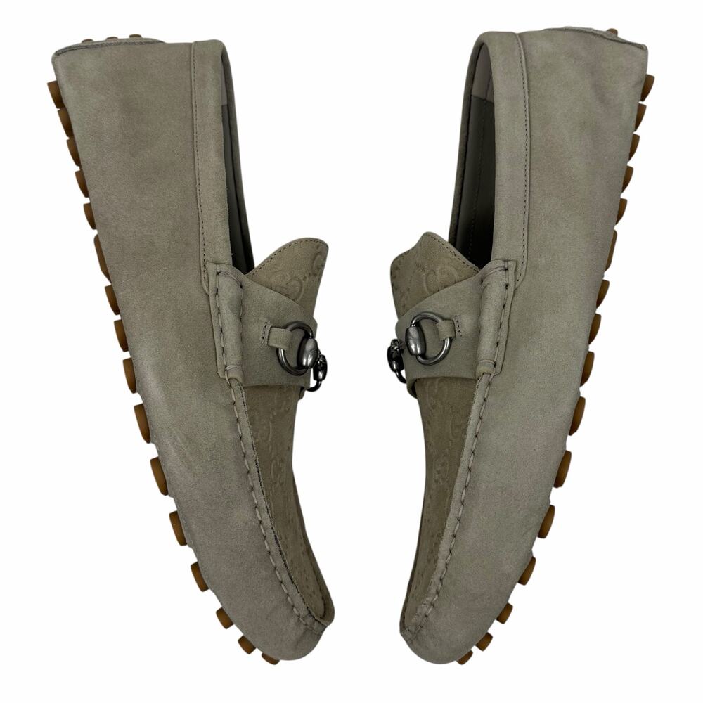 Gucci Byorn Guccisima Horsebit Suede Driver Loafer Oatmeal Size 11.5 - Picture 7 of 15
